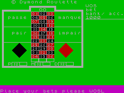 Roulette Monte Carlo screenshot 2 for ZX Spectrum